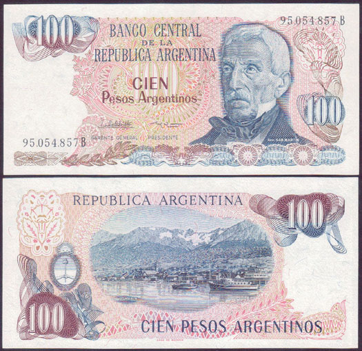 1983-85 Argentina 100 Pesos Argentinos (Unc) L000019